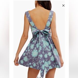 Free People Meet Me In Maui Floral Tie Mini Dress XL| Coastal Vacay Vibes NWT